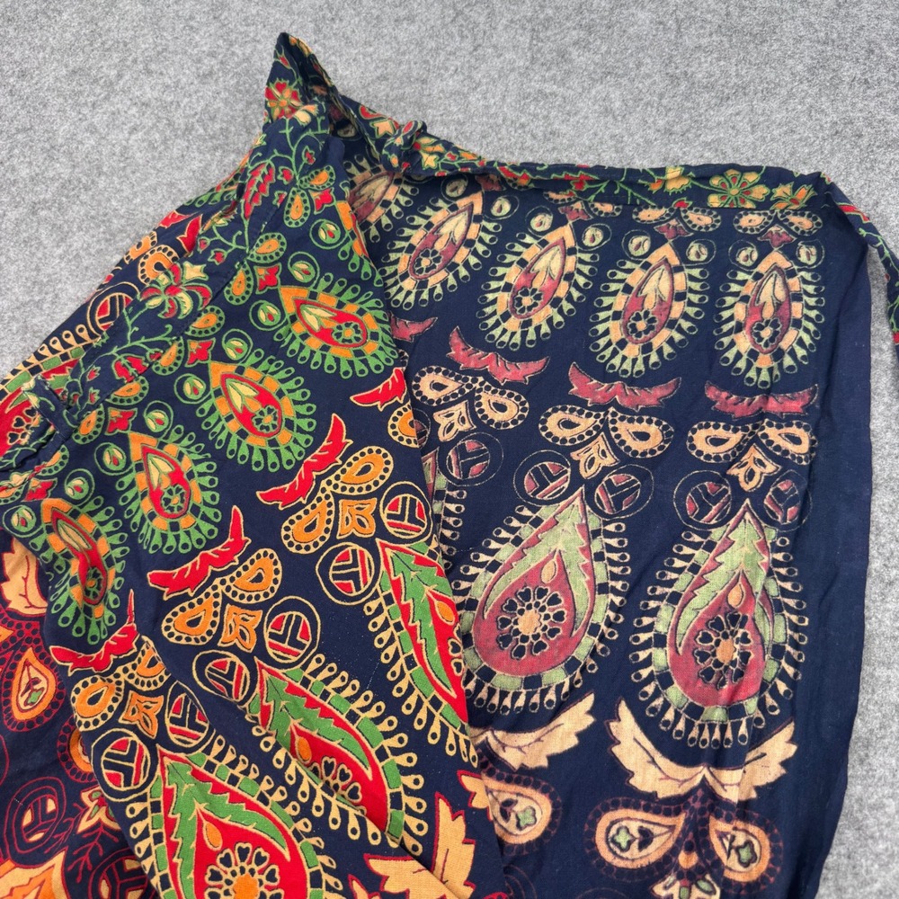 Boho Paisley Mandala Wrap Maxi Skirt Navy Blue Red Green Adjustable Festival - Picture 4 of 5